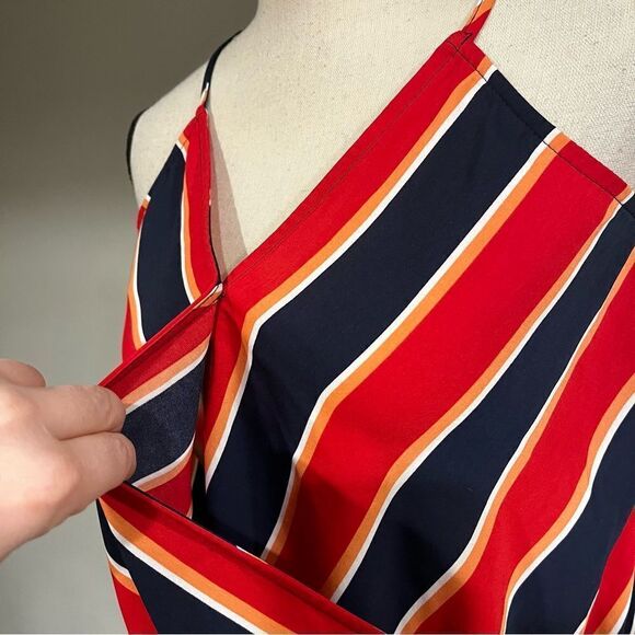Maurice's Spaghetti Straps Front Wrap Stripe Tank Top - Picture 3 of 13